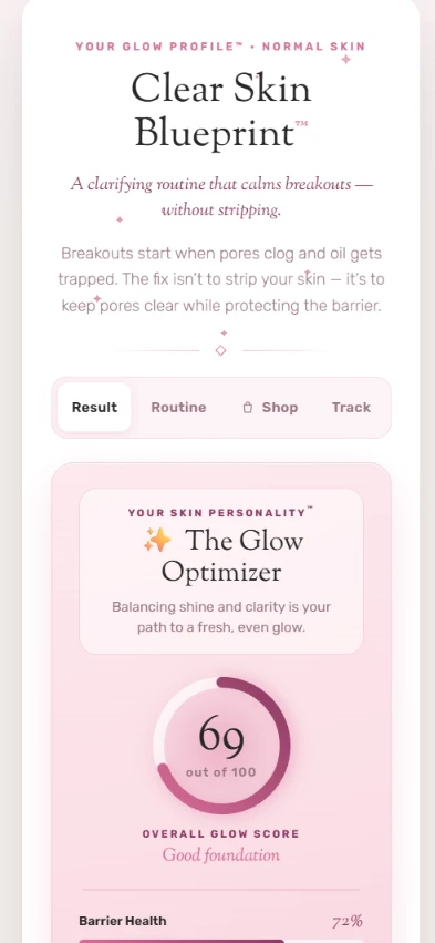 Clear Skin Blueprint result screen